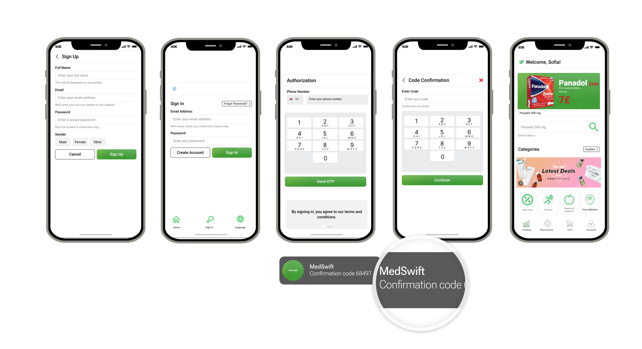 MedSwift UI screens