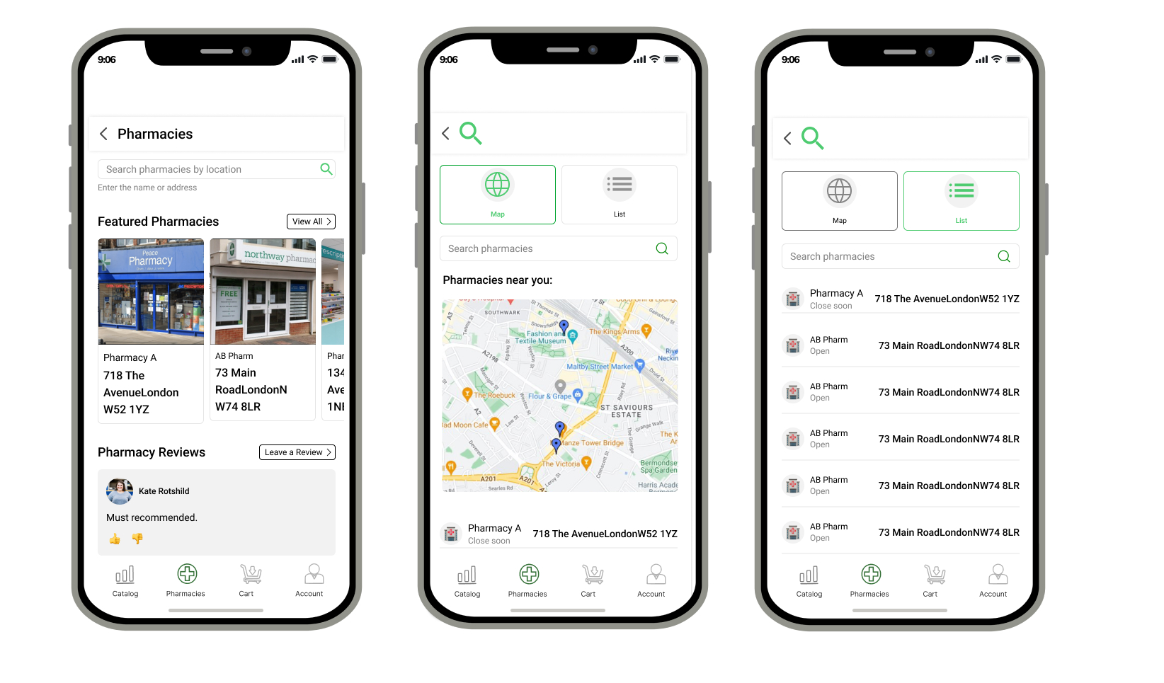 MedSwift UI screens