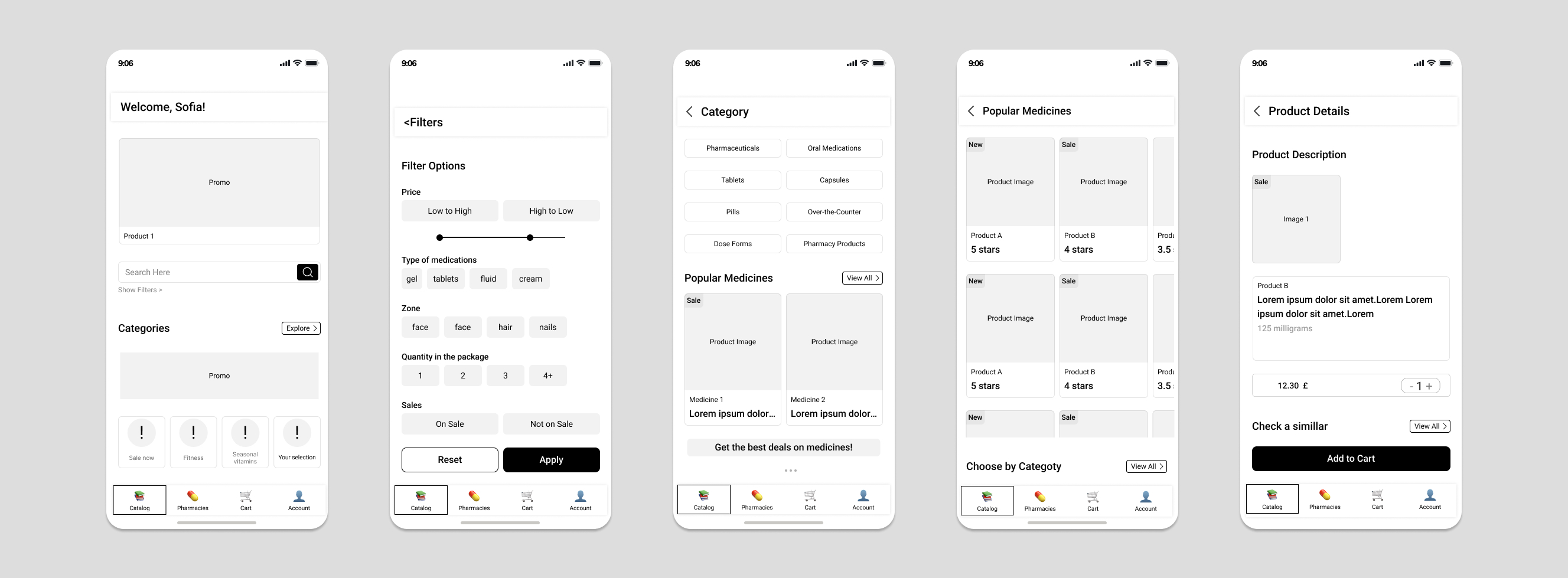 MedSwift prototype screens