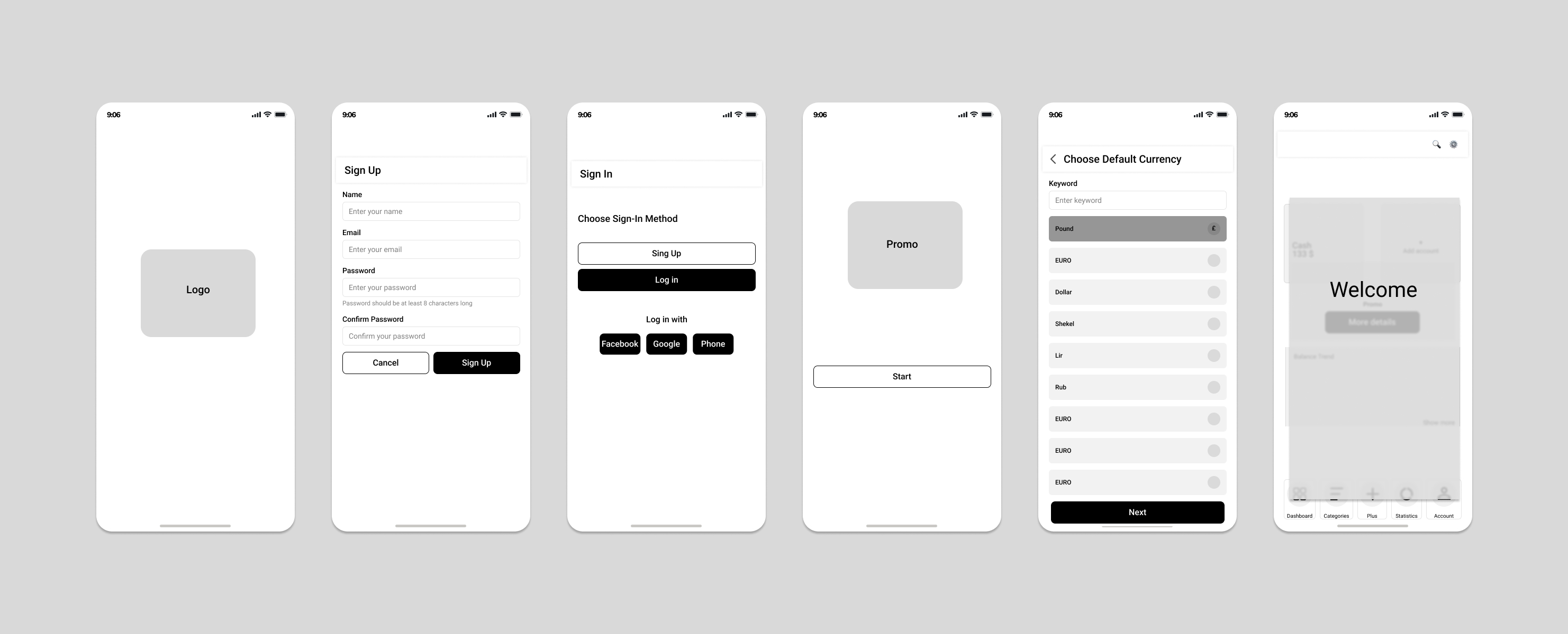 Penny Pulse prototype screens