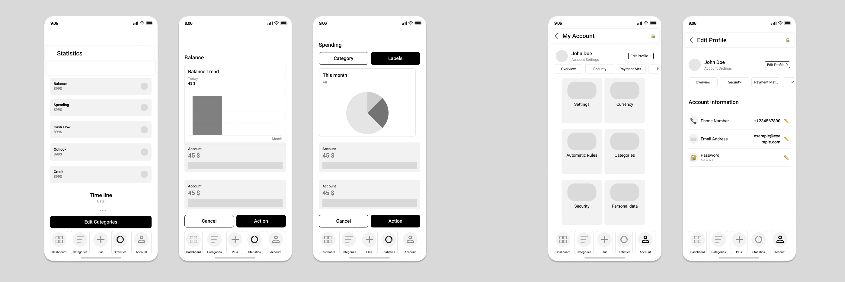 Penny Pulse prototype screens